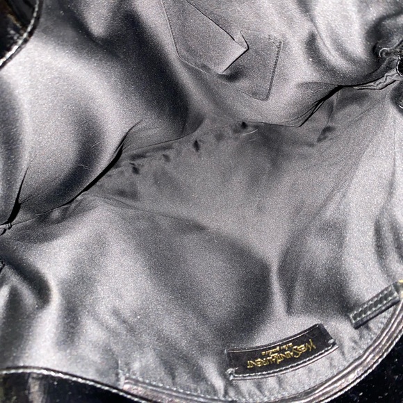 [YSL] Black Patent Croc Embossed Leather Metropolis Bag - Picture 12 of 16